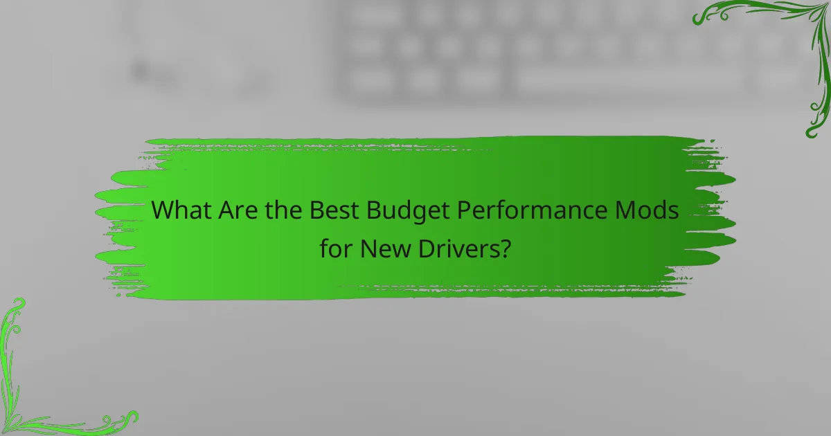 What Are the Best Budget Performance Mods for New Drivers?